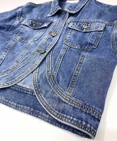 NANEA（ナネア）の「デニムジャケット　ラウンドヘムGジャン（デニムジャケット・レディース・インディゴブルー・ONE SIZE）」の3枚目の写真