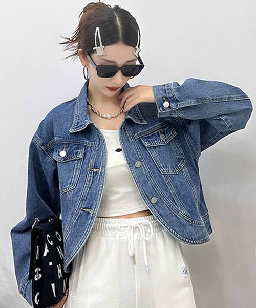 NANEA（ナネア）の「デニムジャケット　ラウンドヘムGジャン（デニムジャケット・レディース・インディゴブルー・ONE SIZE）」の15枚目の写真