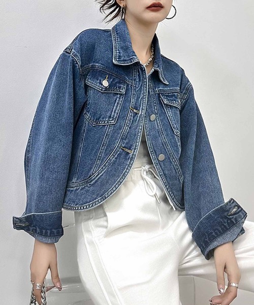 NANEA（ナネア）の「デニムジャケット　ラウンドヘムGジャン（デニムジャケット・レディース・インディゴブルー・ONE SIZE）」の8枚目の写真