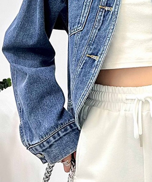 NANEA（ナネア）の「デニムジャケット　ラウンドヘムGジャン（デニムジャケット・レディース・インディゴブルー・ONE SIZE）」の14枚目の写真