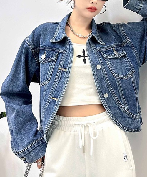 NANEA（ナネア）の「デニムジャケット　ラウンドヘムGジャン（デニムジャケット・レディース・インディゴブルー・ONE SIZE）」の12枚目の写真