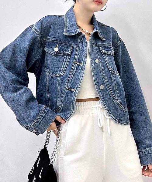 NANEA（ナネア）の「デニムジャケット　ラウンドヘムGジャン（デニムジャケット・レディース・インディゴブルー・ONE SIZE）」の9枚目の写真