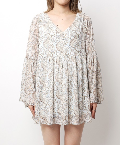 SPIRALGIRL(スパイラルガール)の「ペイズリー柄ラメストライプフレアブラウス(シャツ/ブラウス・レディース・ホワイト系/ブルー系・FREE)」の18枚目の写真