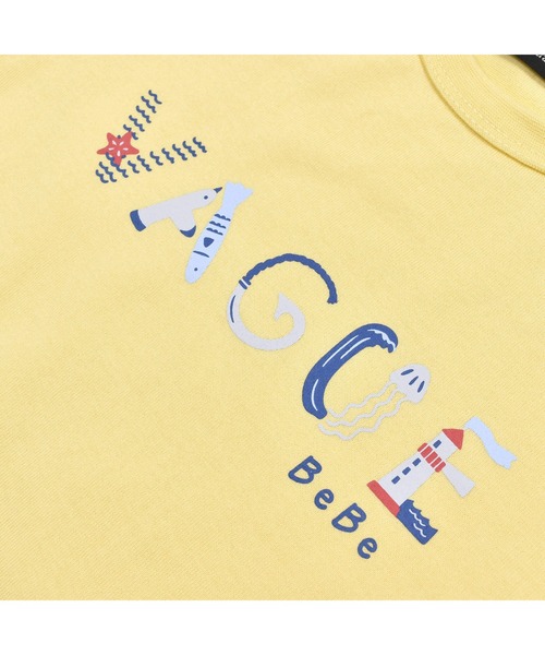 BeBe(ベベ)の「BeBe/ビーチロゴプリントTシャツ+パンツ2点セットベビー(80~90cm)(ロンパース・キッズ・イエロー・90/80)」の5枚目の写真