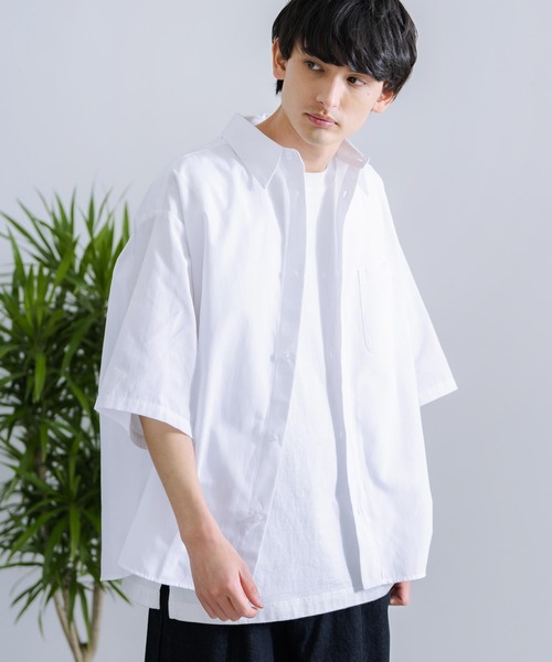 Rocky Monroe(ロッキーモンロー)の「オーバーサイズ オックスフォード 半袖レギュラーカラー無地ストライプシャツ(シャツ/ブラウス・メンズ・ホワイト/ブルー/ブルー系/グレー系/サックスブルー系・M/L/XL)」の22枚目の写真