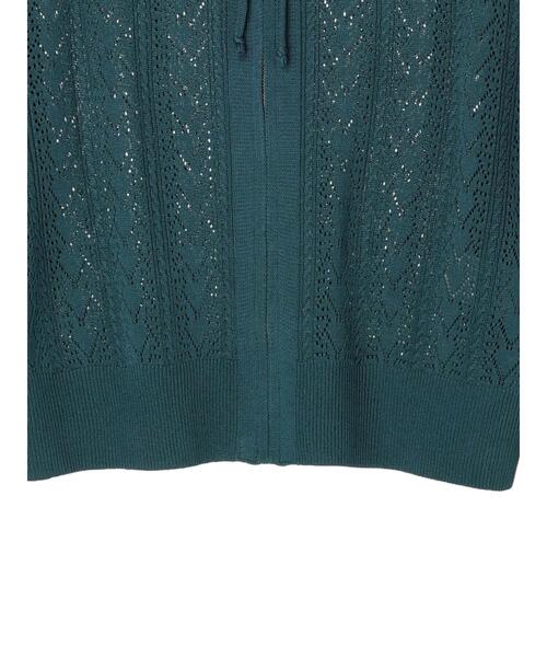 earth music&ecology（アースミュージックアンドエコロジー）の「透かし編みニットパーカー（カーディガン/ボレロ・レディース・グリーン/ブラック/ライトベージュ/オフホワイト・FREE）」の16枚目の写真