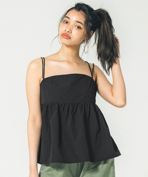 coca(coca)(コカ)の「ダブルストラップキャミビスチェ(シャツ/ブラウス・レディース・ブラック/ベージュ・M/L)」の2枚目の写真