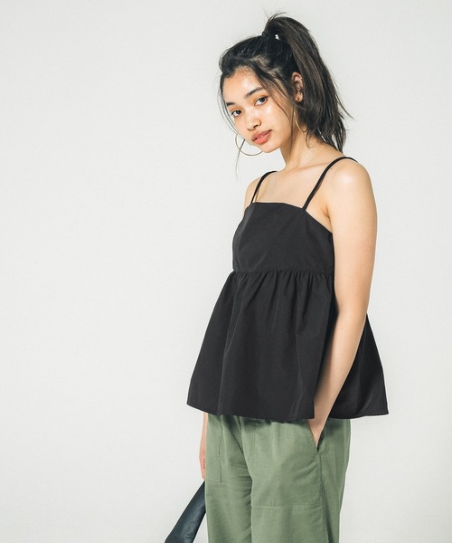 PINUE タフタギャザービスチェ ブラック【新品タグ付き】 ダブルストラップキャミビスチェ（シャツ/ブラウス）｜coca（coca