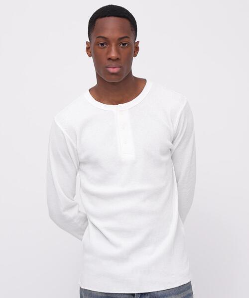 Vallad V.HENRY NECK L/S サーマル M ホワイト 新品】 Mサイズ VALLAD ヘンリーネック サーマル ホワイト io着用