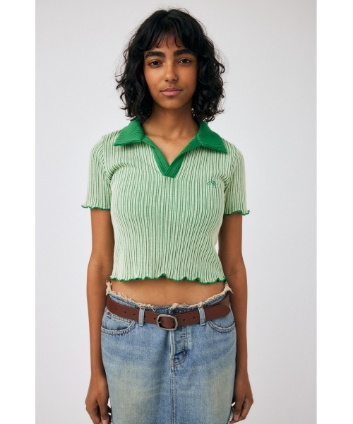 [moussy] SKIPPER BI COLOR KNIT フリーサイズ マウジー MOUSSY SKIPPER BI COLOR ニット （BLK