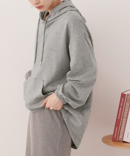 Fashion Letter(ファッションレター)の「【M-5L】ミニ裏毛ヒップカバーパーカー(パーカー・レディース・チャコールグレー/ブラック/杢グレー・M~L/LL~3L/4L~5L)」の3枚目の写真