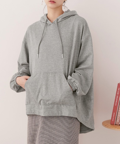 Fashion Letter(ファッションレター)の「【M-5L】ミニ裏毛ヒップカバーパーカー(パーカー・レディース・チャコールグレー/ブラック/杢グレー・M~L/LL~3L/4L~5L)」の21枚目の写真