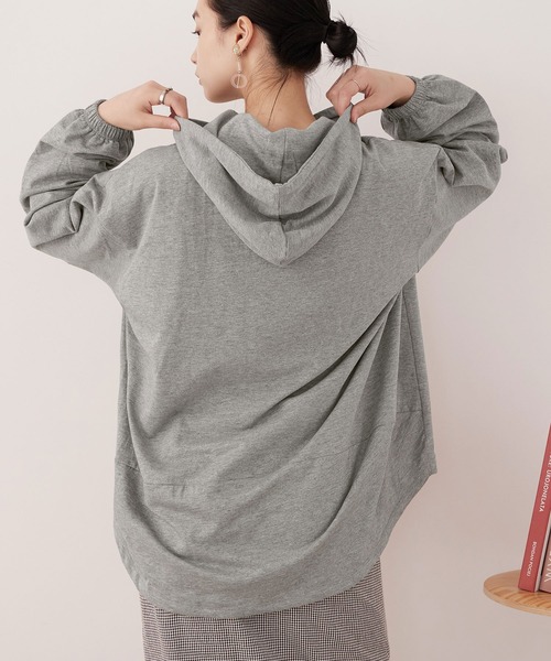 Fashion Letter(ファッションレター)の「【M-5L】ミニ裏毛ヒップカバーパーカー(パーカー・レディース・チャコールグレー/ブラック/杢グレー・M~L/LL~3L/4L~5L)」の17枚目の写真