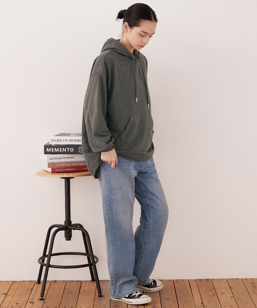 Fashion Letter(ファッションレター)の「【M-5L】ミニ裏毛ヒップカバーパーカー(パーカー・レディース・チャコールグレー/ブラック/杢グレー・M~L/LL~3L/4L~5L)」の14枚目の写真