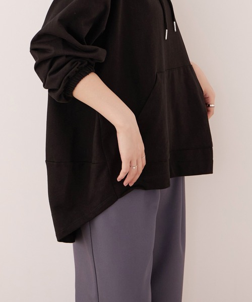 Fashion Letter(ファッションレター)の「【M-5L】ミニ裏毛ヒップカバーパーカー(パーカー・レディース・チャコールグレー/ブラック/杢グレー・M~L/LL~3L/4L~5L)」の19枚目の写真