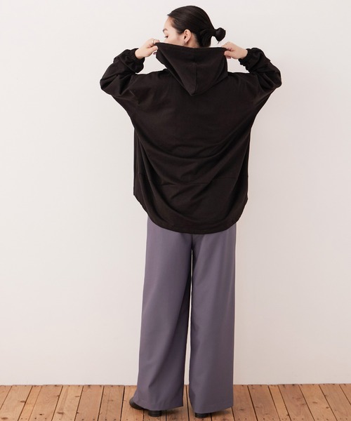Fashion Letter(ファッションレター)の「【M-5L】ミニ裏毛ヒップカバーパーカー(パーカー・レディース・チャコールグレー/ブラック/杢グレー・M~L/LL~3L/4L~5L)」の7枚目の写真