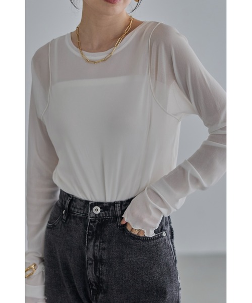 &. NOSTALGIA(アンドドットノスタルジア)の「クルーネックシアープルオーバー(Tシャツ/カットソー・レディース・ブラック/オフホワイト・FREE)」の10枚目の写真