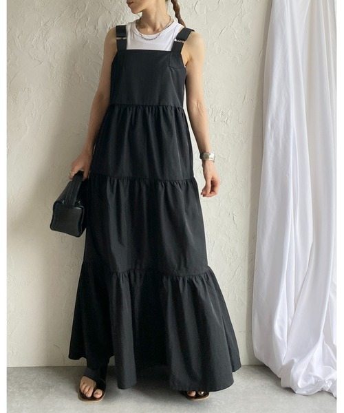She's Closet(シーズクローゼット)の「ナイロンミリタリーボリュームフレアロングティアードジャンパースカートワンピース(ジャンパースカート・レディース・カーキ/チャコールグレー/ブラック・FREE)」の8枚目の写真