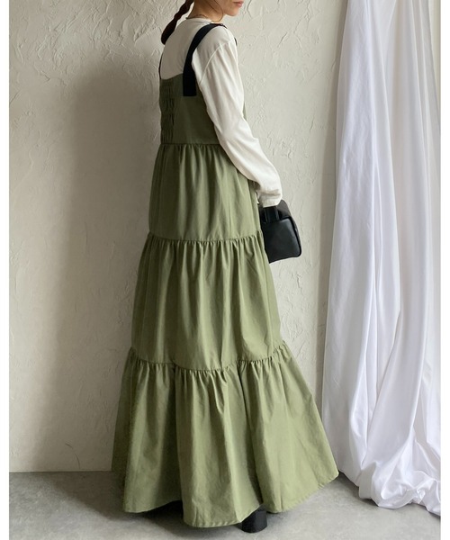 She's Closet(シーズクローゼット)の「ナイロンミリタリーボリュームフレアロングティアードジャンパースカートワンピース(ジャンパースカート・レディース・カーキ/チャコールグレー/ブラック・FREE)」の14枚目の写真