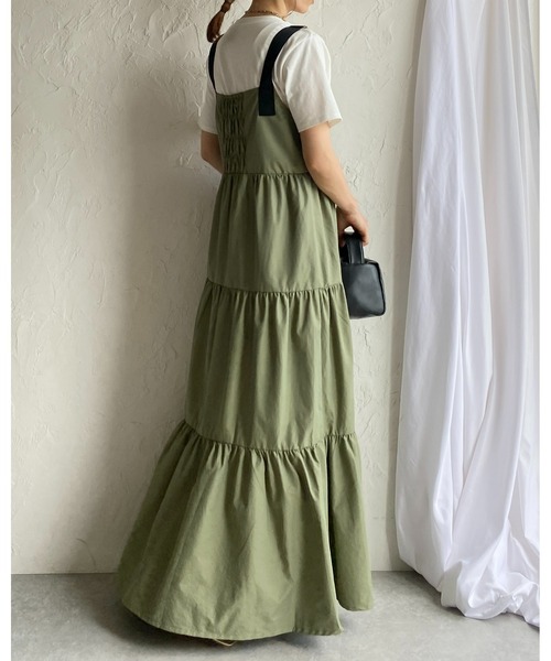 She's Closet(シーズクローゼット)の「ナイロンミリタリーボリュームフレアロングティアードジャンパースカートワンピース(ジャンパースカート・レディース・カーキ/チャコールグレー/ブラック・FREE)」の16枚目の写真