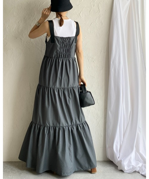 She's Closet(シーズクローゼット)の「ナイロンミリタリーボリュームフレアロングティアードジャンパースカートワンピース(ジャンパースカート・レディース・カーキ/チャコールグレー/ブラック・FREE)」の19枚目の写真