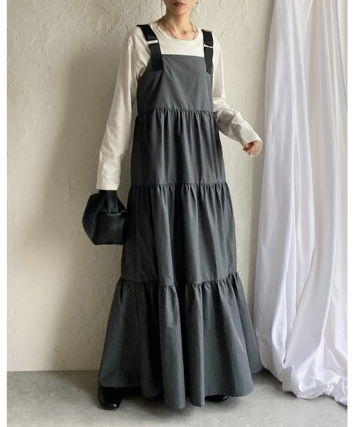She's Closet(シーズクローゼット)の「ナイロンミリタリーボリュームフレアロングティアードジャンパースカートワンピース(ジャンパースカート・レディース・カーキ/チャコールグレー/ブラック・FREE)」の20枚目の写真