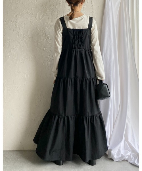 She's Closet(シーズクローゼット)の「ナイロンミリタリーボリュームフレアロングティアードジャンパースカートワンピース(ジャンパースカート・レディース・カーキ/チャコールグレー/ブラック・FREE)」の22枚目の写真