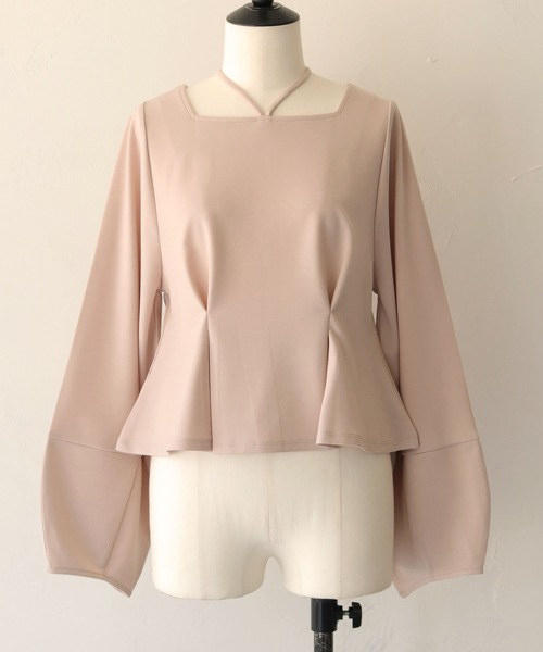 CLEIO（クレイオ）の「【CLEIO】ランタンスリーブペプラムプルオーバー（Tシャツ/カットソー・レディース・アイボリー/ブラック/ピンクベージュ・FREE）」の17枚目の写真
