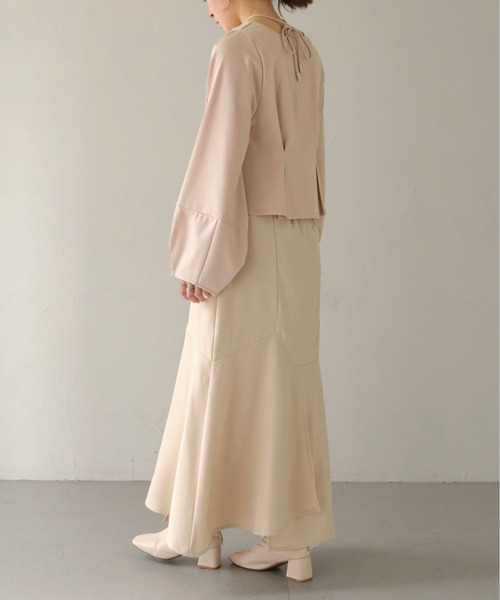 CLEIO（クレイオ）の「【CLEIO】ランタンスリーブペプラムプルオーバー（Tシャツ/カットソー・レディース・アイボリー/ブラック/ピンクベージュ・FREE）」の15枚目の写真