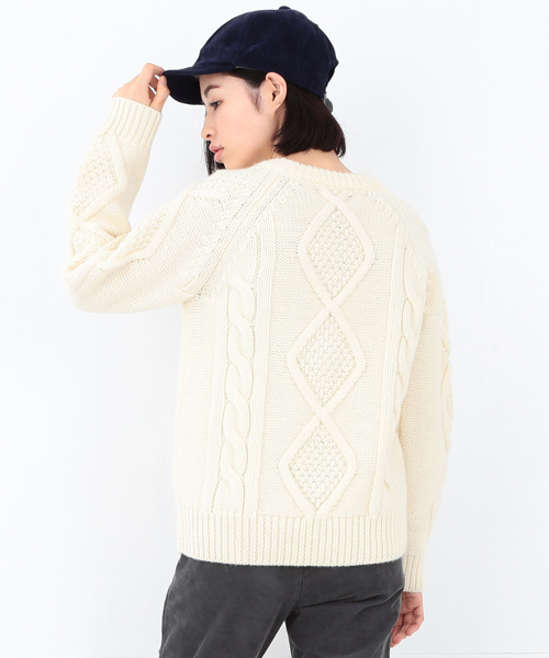 BEAMS BOY（ビームスボーイ）の「BEAMS BOY / 3ゲージ アランクルー（ニット/セーター・レディース・グレー/ナチュラル/ネイビー・ONE SIZE）」の8枚目の写真
