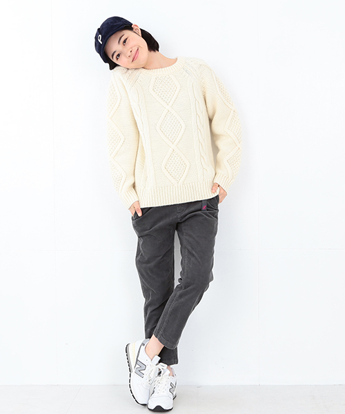 BEAMS BOY（ビームスボーイ）の「BEAMS BOY / 3ゲージ アランクルー（ニット/セーター・レディース・グレー/ナチュラル/ネイビー・ONE SIZE）」の11枚目の写真