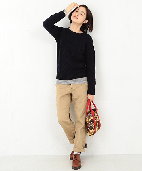 BEAMS BOY（ビームスボーイ）の「BEAMS BOY / 3ゲージ アランクルー（ニット/セーター・レディース・グレー/ナチュラル/ネイビー・ONE SIZE）」の14枚目の写真
