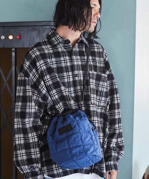 セール】ADAMPATEK/square quilt mini drawstring bag/スクエア