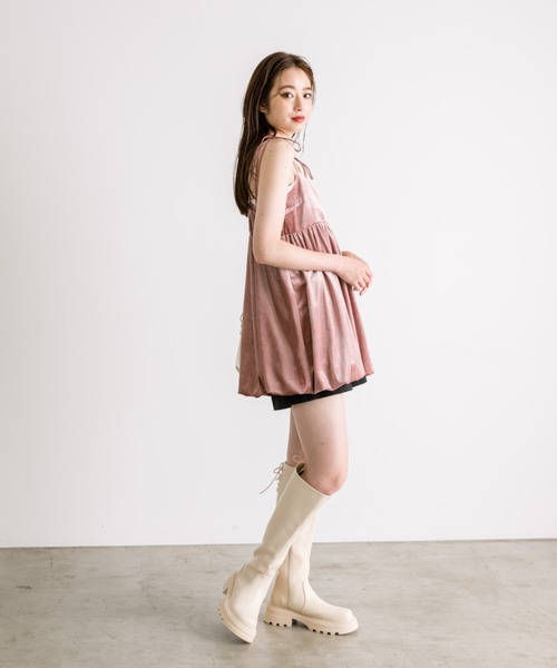 OLIVE des OLIVE（オリーブデオリーブ）の「肩リボンバルーンキャミ　1032040090（チュニック・レディース・アイボリー/ブラック/ピンク・FREE）」の18枚目の写真