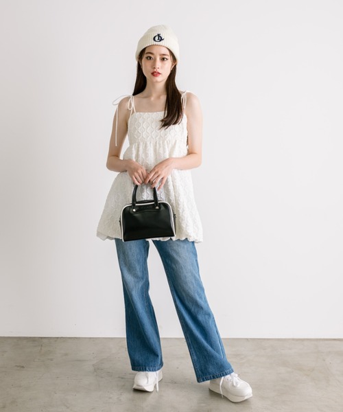 OLIVE des OLIVE（オリーブデオリーブ）の「肩リボンバルーンキャミ　1032040090（チュニック・レディース・アイボリー/ブラック/ピンク・FREE）」の4枚目の写真