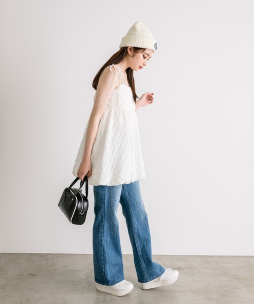 OLIVE des OLIVE（オリーブデオリーブ）の「肩リボンバルーンキャミ　1032040090（チュニック・レディース・アイボリー/ブラック/ピンク・FREE）」の5枚目の写真