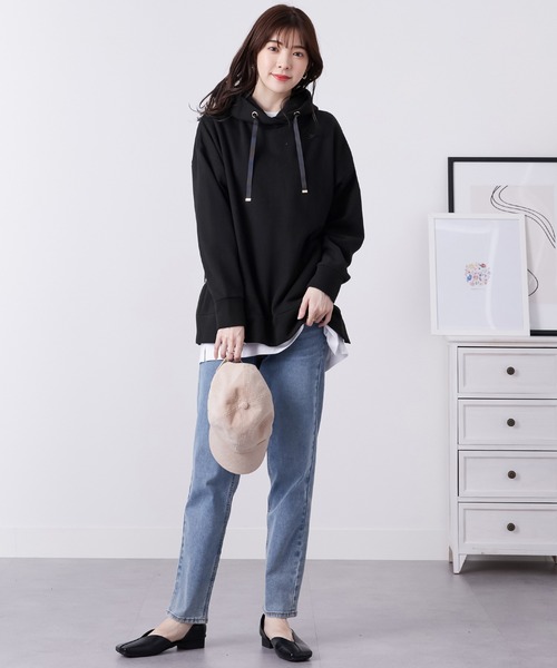CHAN ME(チャンミ)の「裏起毛サイドジップパーカー(パーカー・レディース・アイボリー/モカ/ブルー/ブラック・LARGE/X-LARGE/MEDIUM)」の10枚目の写真