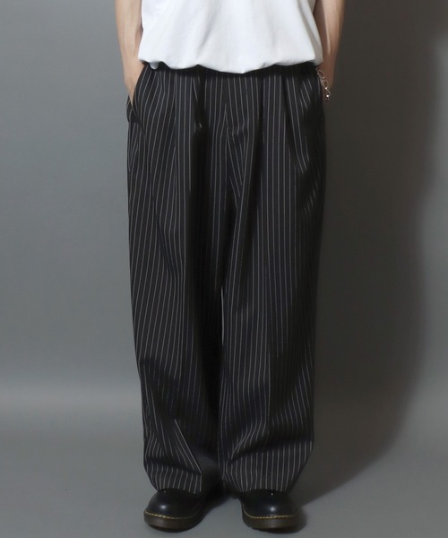 ANPAS（アンパス）の「Center-Press 2-Tuck Wide Balloon Trousers Pants / センタープレス 2タック ワイドバルーンスラックス メンズ ボトムス リラックスフィット バレルパンツ（スラックス・メンズ・チャコール/モカ/アイボリー/ブラック/ホワイト/ブラック系その他2/ブラック系その他・S/M/L/LL）」の5枚目の写真