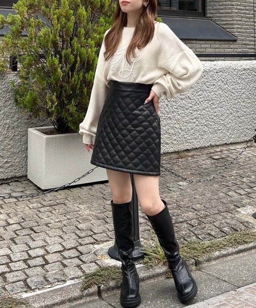 INGNI（イング）の「イニシャル刺しゅうロゴニット（ニット/セーター・レディース・ブラック/グレー/アイボリー・M）」の7枚目の写真