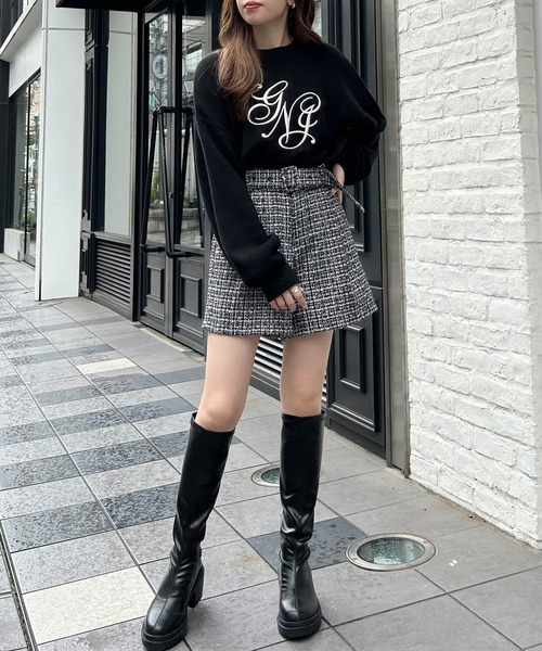 INGNI（イング）の「イニシャル刺しゅうロゴニット（ニット/セーター・レディース・ブラック/グレー/アイボリー・M）」の14枚目の写真