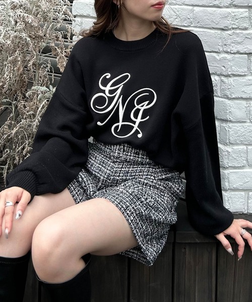 INGNI（イング）の「イニシャル刺しゅうロゴニット（ニット/セーター・レディース・ブラック/グレー/アイボリー・M）」の17枚目の写真