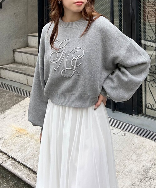 INGNI（イング）の「イニシャル刺しゅうロゴニット（ニット/セーター・レディース・ブラック/グレー/アイボリー・M）」の13枚目の写真