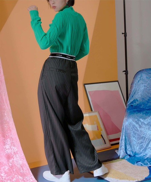 miette(ミエット)の「ピンストライプウエストロゴゴムタックパンツ(その他パンツ・レディース・ブラック/グレー・FREE)」の14枚目の写真