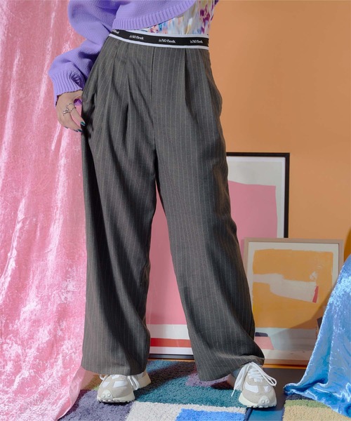 miette(ミエット)の「ピンストライプウエストロゴゴムタックパンツ(その他パンツ・レディース・ブラック/グレー・FREE)」の16枚目の写真