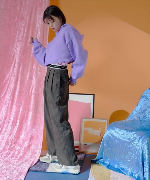 miette(ミエット)の「ピンストライプウエストロゴゴムタックパンツ(その他パンツ・レディース・ブラック/グレー・FREE)」の17枚目の写真