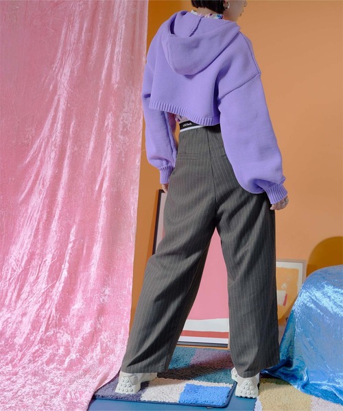 miette(ミエット)の「ピンストライプウエストロゴゴムタックパンツ(その他パンツ・レディース・ブラック/グレー・FREE)」の19枚目の写真