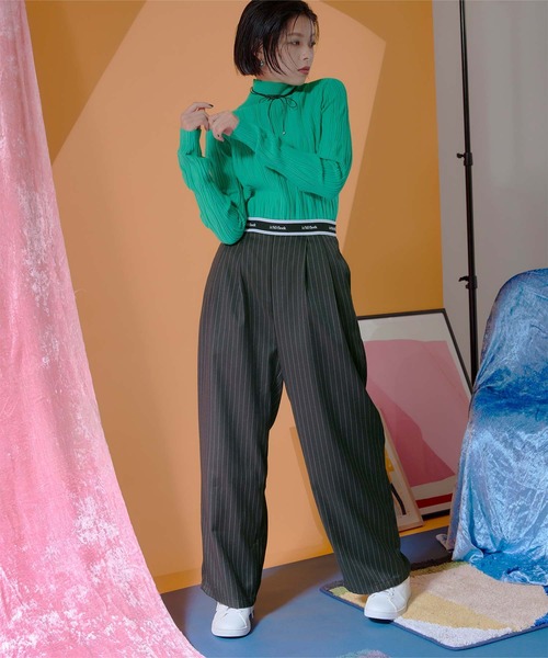 miette(ミエット)の「ピンストライプウエストロゴゴムタックパンツ(その他パンツ・レディース・ブラック/グレー・FREE)」の20枚目の写真