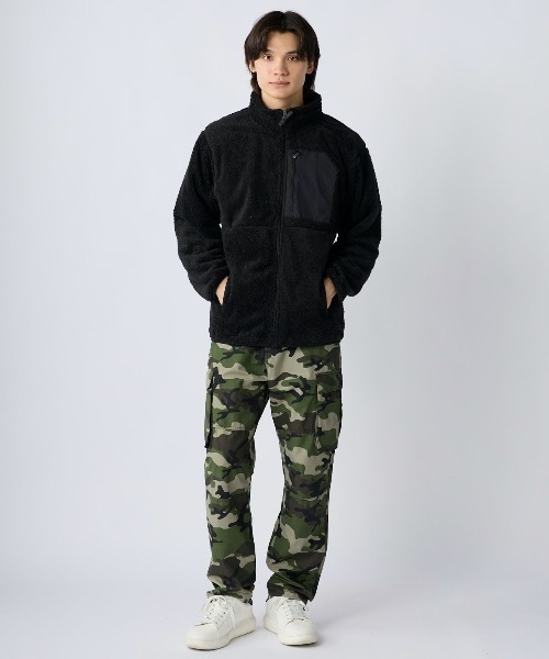 Ocean Pacific（オーシャンパシフィック）の「【OP:オーピー】ボアフリースジップジャケット　ユニセックス　ネックスタンド　ブルゾン　保温（ブルゾン・メンズ・カーキ/ブラック/ベージュ・MEDIUM/X-LARGE/LARGE）」の9枚目の写真