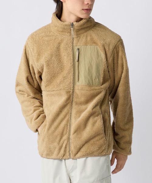 Ocean Pacific（オーシャンパシフィック）の「【OP:オーピー】ボアフリースジップジャケット　ユニセックス　ネックスタンド　ブルゾン　保温（ブルゾン・メンズ・カーキ/ブラック/ベージュ・MEDIUM/X-LARGE/LARGE）」の6枚目の写真