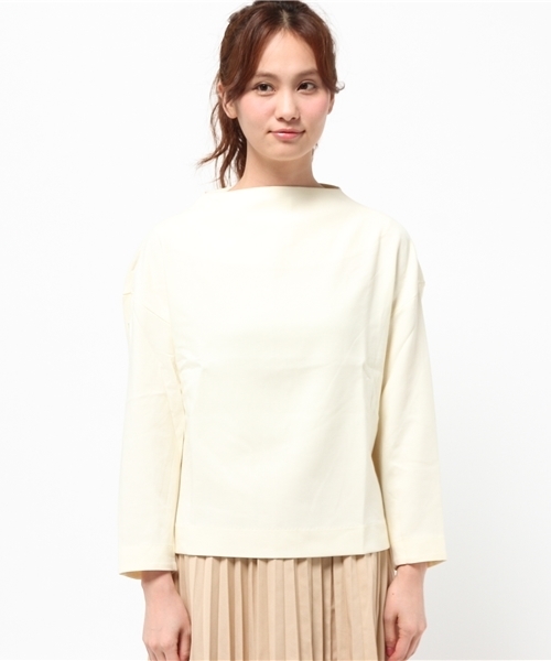 earth music&ecology（アースミュージックアンドエコロジー）の「ドロップショルダーボートネックプルオーバー（Tシャツ/カットソー・レディース・ライトグレー/アイボリー/ブラック・FREE）」の4枚目の写真